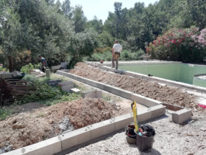 murets en agglos sur fondation béton